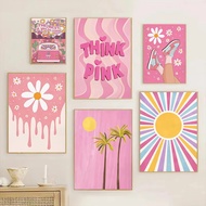 Bedroom Wall Decoration Painting Fashion Pink Hippie Wall Print Poster Mushroom Cuju Tiger Canvas Pa