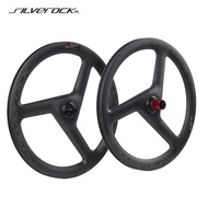 SILVEROCK Trispoke 3 Spokes Carbon Wheels 451 20in 1 1/8 or 1 3/8 Disc Brake Clincher for D8 TERN Verge D9 FNHON Tornado Blast KONE Folding Bike Wheelset