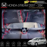 NEW HONDA STREAM 2007 - 2014 RN6 - RN9 DEVIL BLACK DIAMOND CAR MAT CAR FLOOR CARPET (3 Row)