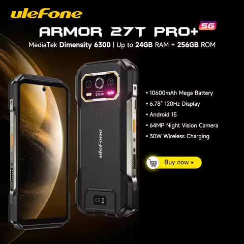 Ulefone Armor 27T Pro+ 5G 10600mAh 64MP Night Vision Up to 24GB+256GB Rugged Smartphone Android 15 6