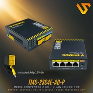 Tarmoc TMC-2SC4E-AB-P | Media Converter Switch 2SC 4LAN / 2 SC 4 LAN 10/ 100Mbps POE IN 5-24 VOLT | 