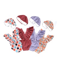 Happyflute ชุดว่ายน้ำมีหมวกสำหรับเด็กผู้หญิงชุดว่ายน้ำแบบวันพีซทารกเด็กผู้หญิง2 ~ 8ปีชุดว่ายน้ำเด็กชุดว่ายน้ำชุดชายหาดของเด็ก