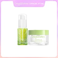 2 in1 Bundle Glad2Glow 2pcs Skincare Paket - Centella Moisturizer Gel + Serum  + Acne treatment + To