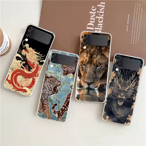 Transparent Phone Case For Samsung Galaxy Z Flip 3 4 5 6 7 Hard Folding PC Z Flip3 Flip4 Cover Cool 