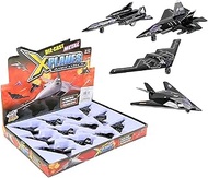 Zugar Land Die-Cast Pullback Stealth Bomber Models (4.25"-5.25") SR-71 Blackbird, F-22 Raptor, F-117