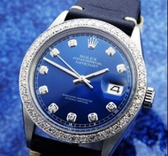 勞力士 Rolex 1601 1968 18K 表圈 鑽石 藍色 錶盤 男士自動上鍊（品相極佳，已修）/ 36mm