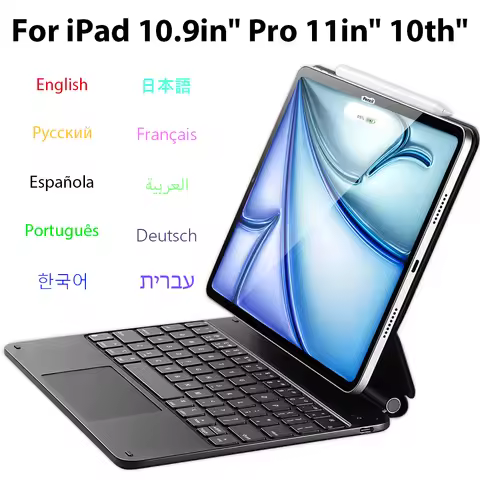 For Ipad Case For IPad 10th Air 4 5 11in12.9in Magnetic Smart Magic Keyboard Backlit Multi-Touch Pad