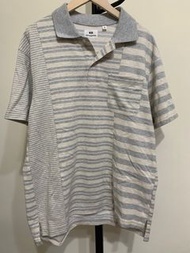 UNIQLO engineered garments 灰色 條紋 city boy 聯名 polo衫 尺寸 M 二手出清