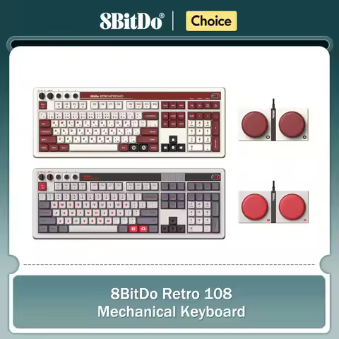 8BitDo Retro 108 Mechanical Keyboard Integrated Numpad, Bluetooth/2.4G/USB-C Hot Swappable Wireless 
