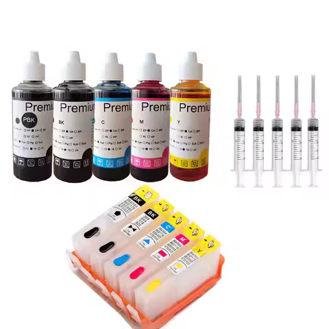 Refill Ink and Refillable Ink Cartridge for HP564 Deskjet 3070A 3520 3521 3522 3526 Officejet 4610 4