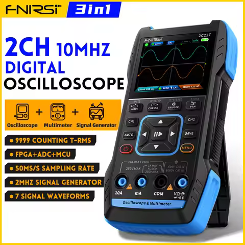 FNIRSI 2C23T Digital Multimeter Handheld Oscilloscope 10MHZ*2+ Function Signal Generator 9999 Count