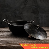 🎈Iron Doll Commune Stew Pot Soup Pot Household Soup Iron Pot Enamel Pot Non-Coated Non-Stick Pan Handmade Wrought Iron P
