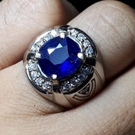 Cincin Batu Blue Safir Asli Natural Top Kristal Asli Original