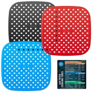 Air Fryer Mat Reused Liners Perforated Air Fryer Mat Perforated Silicone Mats Heat-Resistant Pads for Air Fryer Basket positive