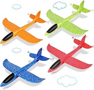 4 Pack Foam Airplanes,17.3" Large Throwing Foam Glider Plane,2 Flight Mode Flying Styrofoam Toys Gif