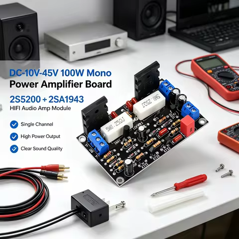 100W 2SC5200+2SA1943 Mono High Power Post Stage Amplifier Board DC 10V-45V HIFI Audio Amplifier Modu
