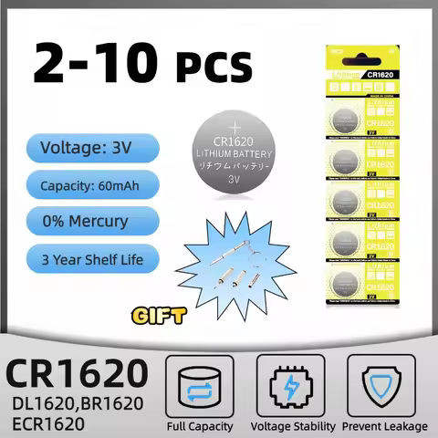 2-10PCS CR1620 3V Lithium Battery Button Battery Compatible with for Watch Key Fob Calculator Car Re