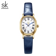 Shengke SK นาฬิกาข้อมือควอทซ์ผู้หญิงที่สง่างาม3Bar หัวเข็มขัดนาฬิกาโลหะผสมกันน้ำผู้หญิงลำลองแฟชั่น montre Femme นาฬิกาหนัง