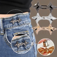 Cross Four-Pointed Star Waist Buckle - Snap Button Pins for Pants, Jeans - Adjustable Waist Tighteni