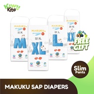 Makuku Diapers Slim Pants DSP M32/ L34/ XL32/ XXL28/Thin Quick Dry Baby Diapers Anti-Clump Pampers