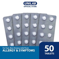 Unilab Allerta 10mg 50 Loratadine Tablets - For Fast Non-Drowsy Relief From Allergy and Its Symptoms