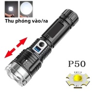 GT50 Đèn Pin LED 7 Chế Độ Đèn Pin Chống Nước Có Đèn Bên Có Thể Phóng To Cắm Trại Đèn Lồng Đánh Cá US