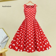 Women's 50s Retro A-Line Midi Dress - Dot Print Party & Wedding Dress
