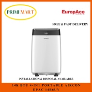 EUROPACE EPAC 14B6UV 4 in 114K BTU PORTABLE AIRCONDITIONER - 1 YEAR EUROPACE WARRANTY + FREE DELIVERY