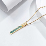 Design Premium Malachite Silver Necklace ins Rectangular Pendant Batch Jewelry Weight 3.01g