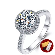 (With Gra Certificate)  S925 Silver Moissanite round Ring Classic Simple Diamond Ring
