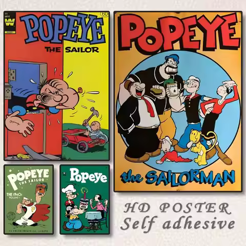 P-Popeye Man Poster Self-adhesive Art Waterproof Paper Sticker Coffee House Bar Dorm Room Wall Decor