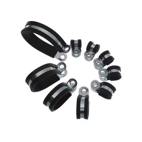 10Pcs Rubber Lined P Clips Wiring Hose Clamp Pipe Cable Mounting Fix Fasteners Hardware Electrical F