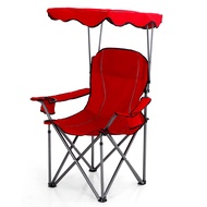 ALPHA CAMP Oversized Camping Chair with Shade Canopy, Folding Lawn Chairs with Cup Holders, Camping 