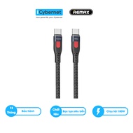 Dây Cáp sạc Remax Rc-187c Type C to type C 100w siêu nhanhdây dù siêu bền - Hàng chính hãng - iCyber