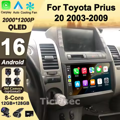 Carplay Autoradio 2 din Android 16 For Toyota Prius 20 2003-2009 Car Radio Multimedia Video Player G