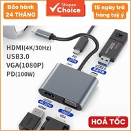 Type C to HDMI VGA Adapter 4in1 4K 60HZ USB 3.0 Hub Multiport Adapter Converter USB-C Hub Adapter