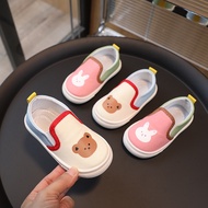 1-6 Years Kids Canvas Shoes Unisex Boys Girls Cartoon Bear Rabbit Loafers Kindergarten Learn Walking
