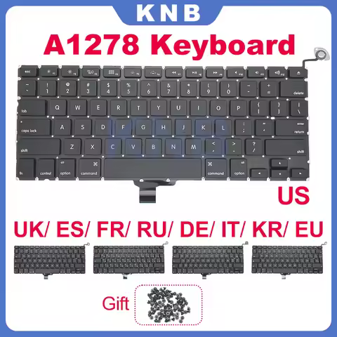 New Replacement keyboard For Macbook Pro 13" A1278 Keyboard UK US Russian German EU Layout 2009 2010