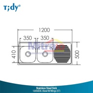 TIDY 12050DB STAINLESS STEEL SINK 2 BOWL WWINGS ST