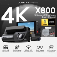 SAFECAM X800 4K WIFI Dual-Channel Dashcam 2160P Front + 1080P Rear Dashcam WIFI Control 24-H