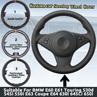 DIY Custom Carbon Fibre Leather or Suede Car Steering Wheel Cover For BMW E60 E61 Touring 530d 545i 