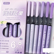1 SET 6 PCS 0.5 MM GEL PENS PURPLE BUTTERFLY MOTIF AESTHETIC QITH SIMPLE QOPTES OF LIFE AESTHETIC PE