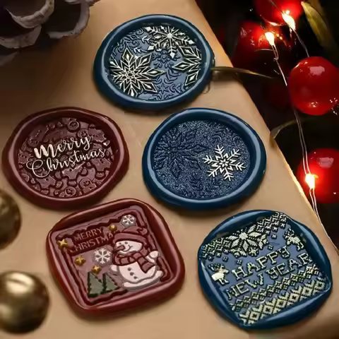 Merry Christmas Wax Stamp Retro Copper Brass Snowflake Reindeer Seal DIY Wax Sealing Stamp Envelope 