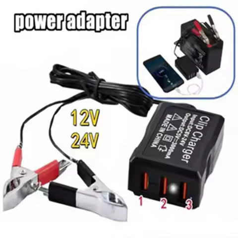 Clip phone charger DC12V24V to 5V 3 USB charging port 3A