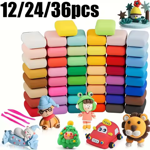 12/24/36pcs Colorful Air Dry Super Light Clay Modeling Dough Diy Kit With Tools Kids Craft Boy Girls
