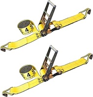 Mega Cargo Control 4" x 30' Ratchet Tie Down Strap w/ J Hooks Farm Trailer Flatbed Truck Cargo, WLL: