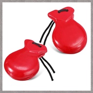 [M G L O] 1 Pair Spanish Castanets with String About 8.8x6.5x3cm Traditional Wood Hand Percussion Ca