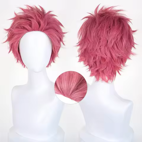 HAIRJOY Synthetic Hair Akaza Cosplay Wig Pink Hakuji Costume Anime Wig Rose Net