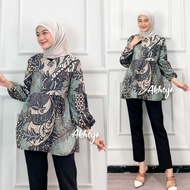 baju batik wanita blouse kerja atasan batik lengan panjang