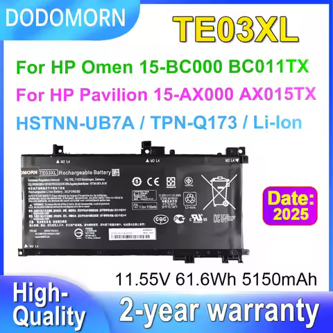 DODOMORN TE03XL Laptop Battery For HP Omen 15-BC000 15-BC011TX 15-BC013TX For Pavilion 15-AX015TX 15